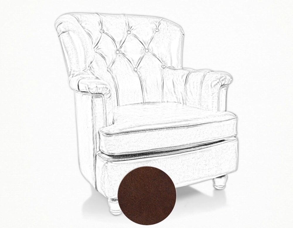 Fauteuil Chesterfield cuir marron soutenu moyen dossier Fauteuil Chesterfield cuir marron soutenu moyen dossier