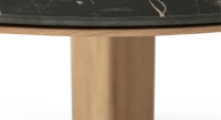 Table salle à manger ronde en chêne et céramique 6 personnes avec bois teinte naturelle et plateau céramique effet marbre noir m2 120x120 Table salle à manger ronde en chêne et céramique 6 personnes avec bois teinte naturelle et plateau céramique effet marbre noir m2 120x120