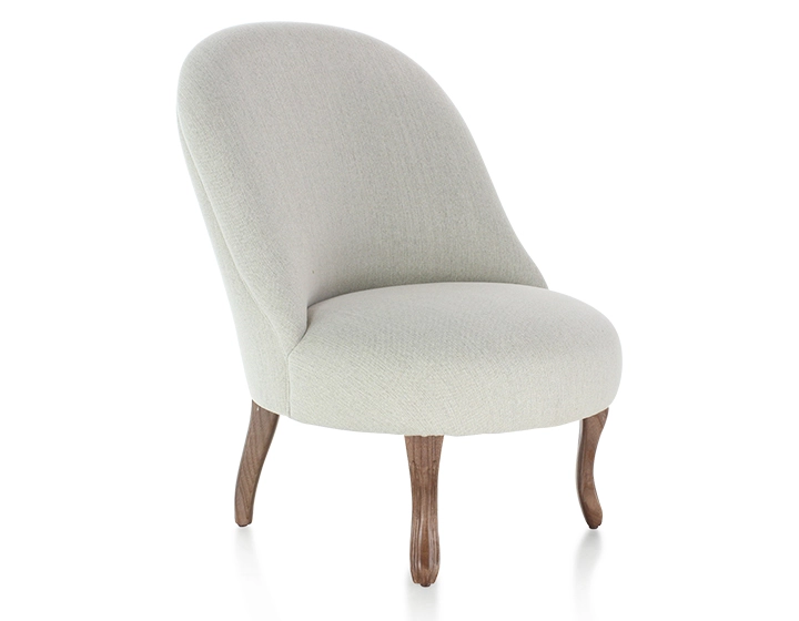 Fauteuil crapaud sans accoudoirs pieds bois teinte noyer et tissu beige naturel Fauteuil crapaud sans accoudoirs pieds bois teinte noyer et tissu beige naturel