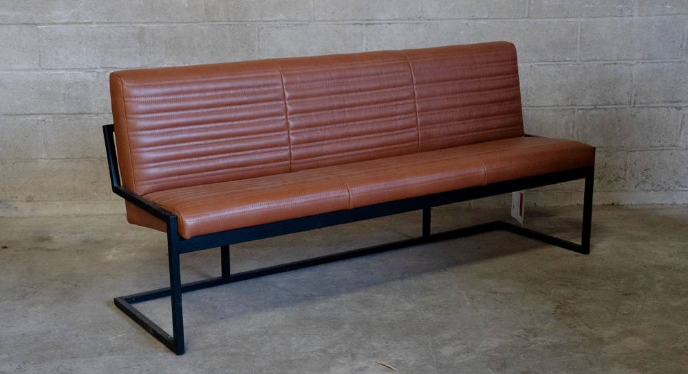 Canapé banquette cuir marron vintage