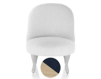 Fauteuil crapaud sans accoudoirs pieds bois teinte naturelle et tissu bleu marine Fauteuil crapaud sans accoudoirs pieds bois teinte naturelle et tissu bleu marine