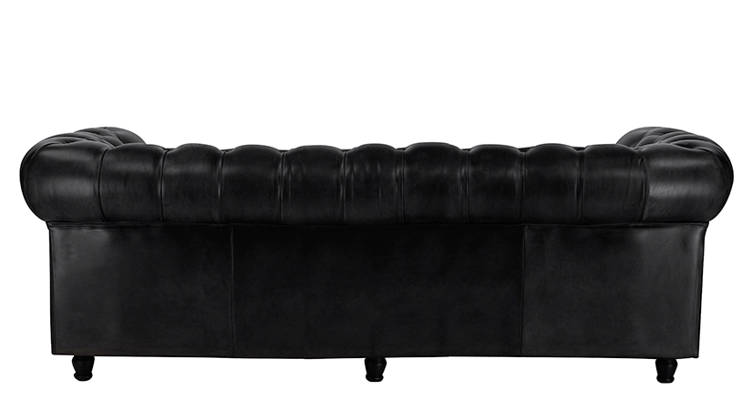 3 seater Chesterfield leather sofa black studded armrests 3 seater Chesterfield leather sofa black studded armrests