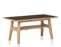 Rectangular coffee table in oak and ceramic with natural stained wood, oxidised brown ceramic top 100x50 cm Rectangular coffee table in oak and ceramic with natural stained wood, oxidised brown ceramic top 100x50 cm