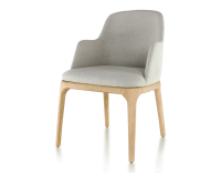 Chaise design avec accoudoirs bois teinte naturelle et tissu beige naturel Chaise design avec accoudoirs bois teinte naturelle et tissu beige naturel
