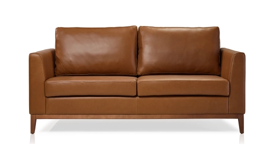 Canapé design 2,5 places cuir noisette