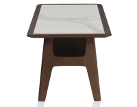 Table basse rectangulaire en chêne et céramique avec bois teinte marron foncé plateau céramique effet marbre blanc 100x50 cm Table basse rectangulaire en chêne et céramique avec bois teinte marron foncé plateau céramique effet marbre blanc 100x50 cm