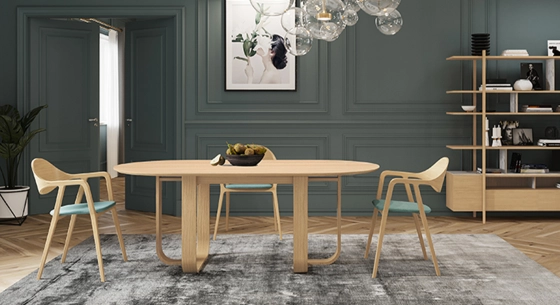 Table salle à manger 10 personnes en chêne teinte naturelle 230x100 cm