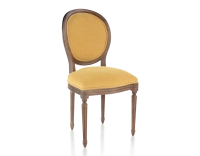 Chaise ancienne style Louis XVI bois teinte marron foncé et tissu jaune Chaise ancienne style Louis XVI bois teinte marron foncé et tissu jaune