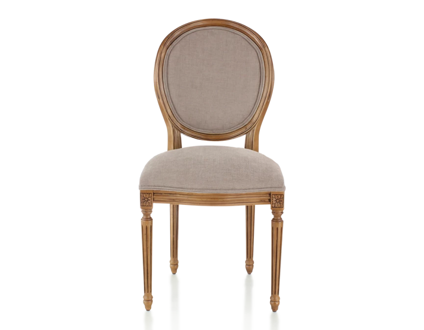 Chaise ancienne style Louis XVI bois teinte ancienne et tissu taupe
