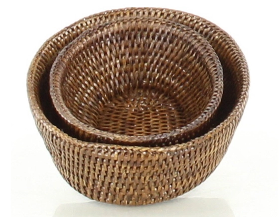 Large oval brown rattan bread basket