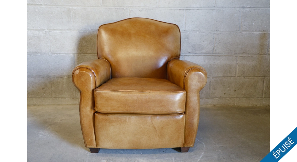 Leather club armchair light brown