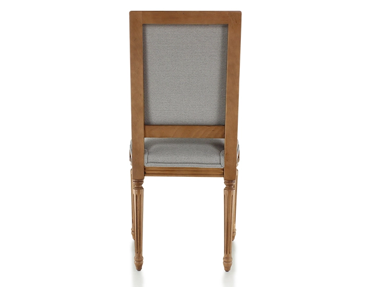 Chaise ancienne style Louis XVI bois teinte ancienne et tissu gris clair Chaise ancienne style Louis XVI bois teinte ancienne et tissu gris clair