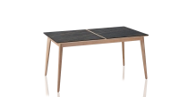 Table extensible 8 à 12 personnes en chêne et céramique allonges bois avec bois teinte naturelle et plateau céramique effet marbre noir 160x100 cm Table extensible 8 à 12 personnes en chêne et céramique allonges bois avec bois teinte naturelle et plateau céramique effet marbre noir 160x100 cm