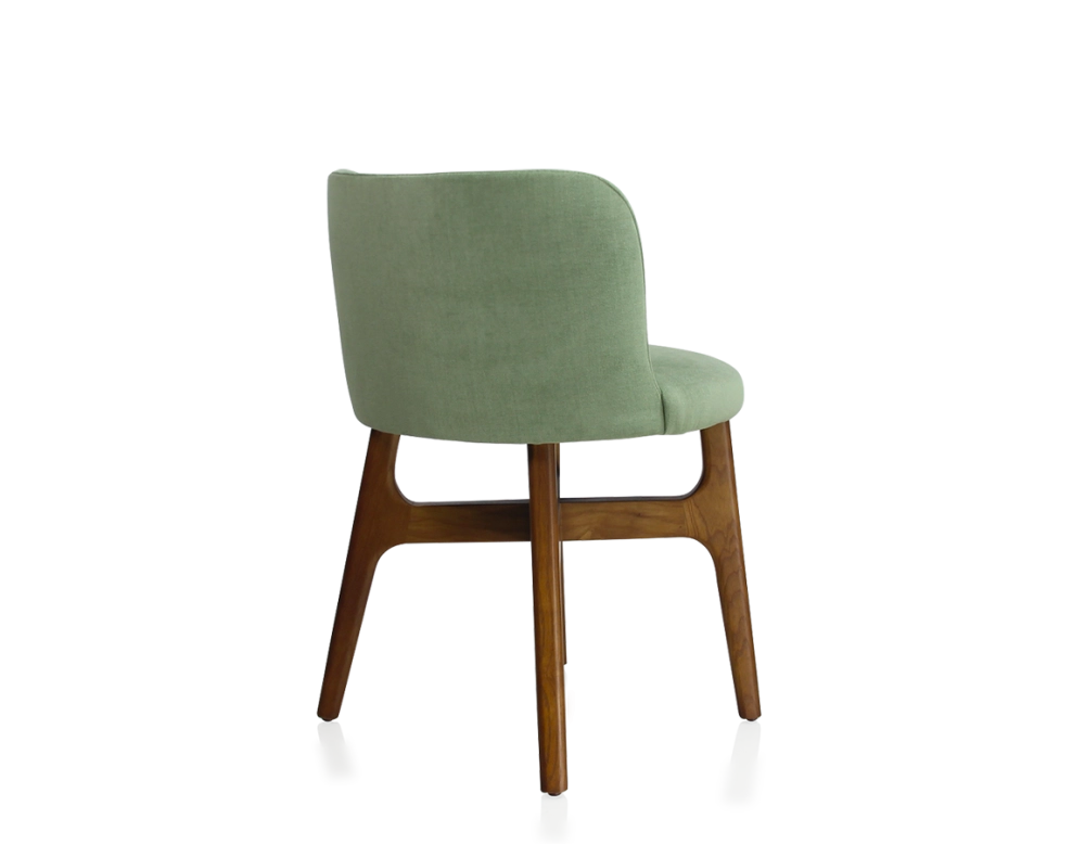 Designer chair cherry-stained wood green fabric seat Designer chair cherry-stained wood green fabric seat