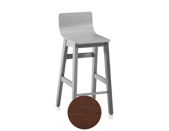 Oak bar stool H60 cm dark brown stained wood
