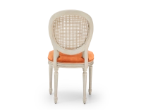 Louis XVI style antique chair white cerused wood with cane back and terracotta velvet seat. Louis XVI style antique chair white cerused wood with cane back and terracotta velvet seat.