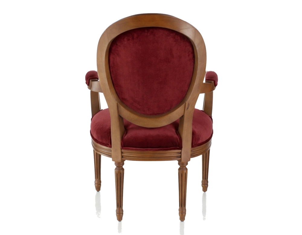Sillón antiguo estilo Luis XVI bois teinte ancienne et tissu bordeaux