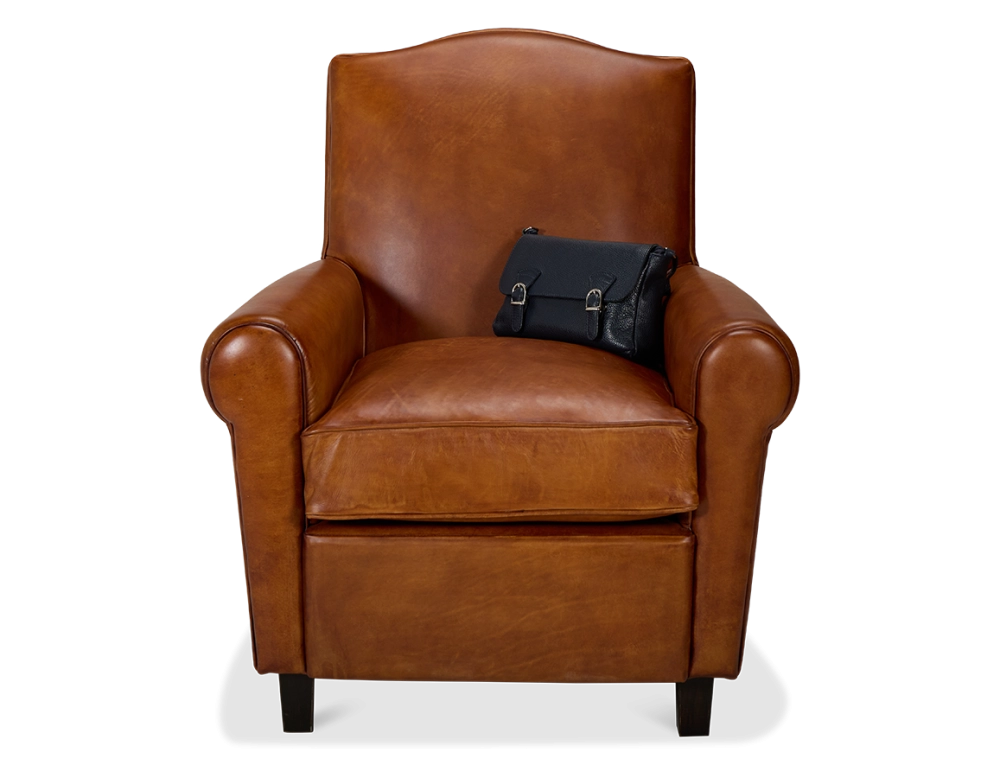 Fauteuil club cuir marron clair Fauteuil club cuir marron clair