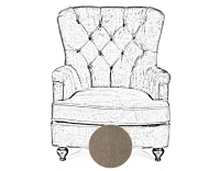 Fauteuil Chesterfield tissu taupe haut dossier Fauteuil Chesterfield tissu taupe haut dossier