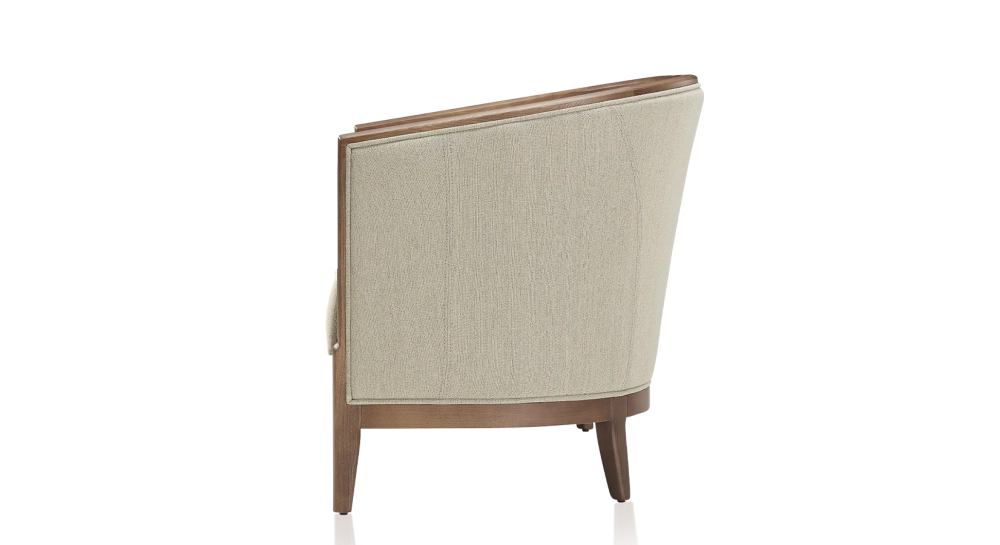 Canapé ancien 2 places bois teinte noyer et tissu beige naturel Canapé ancien 2 places bois teinte noyer et tissu beige naturel