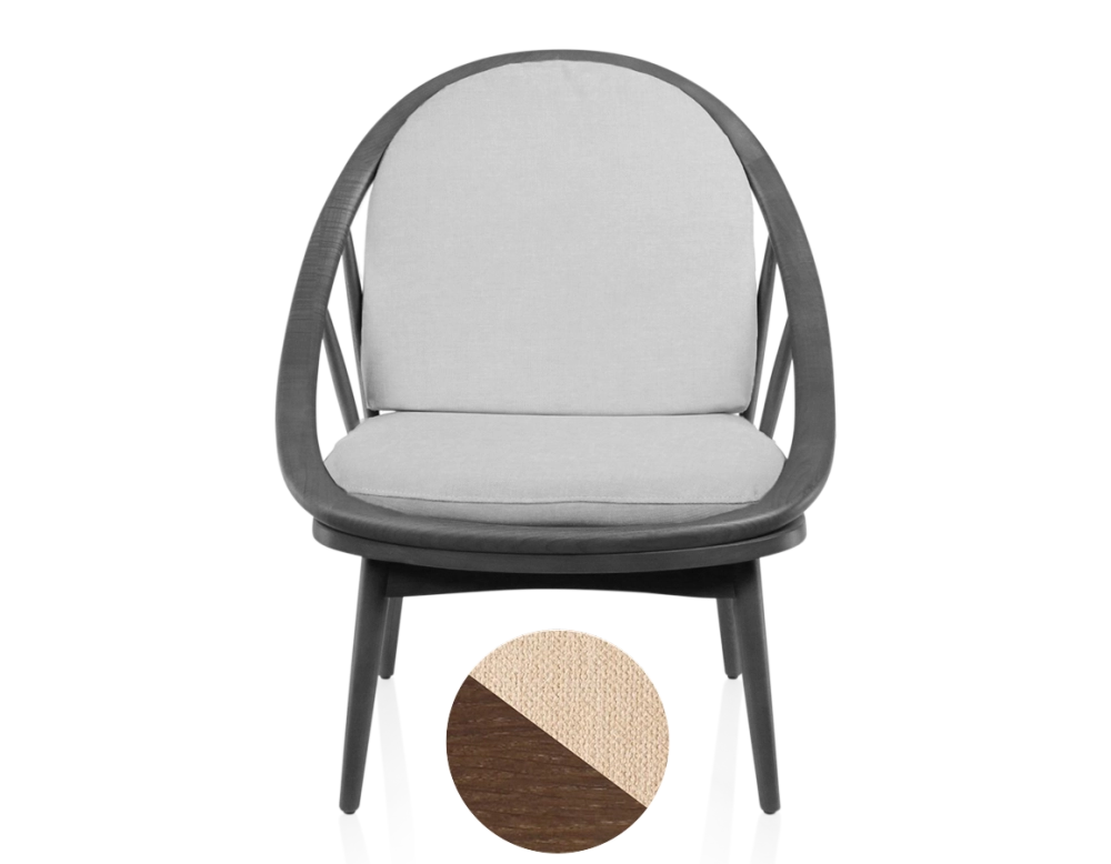 Scandinavian armchair dark brown stained wood and cream fabric Scandinavian armchair dark brown stained wood and cream fabric