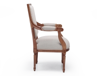 Fauteuil ancien style Louis XVI bois teinte ancienne et tissu beige naturel Fauteuil ancien style Louis XVI bois teinte ancienne et tissu beige naturel