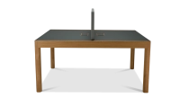 Bureau bench 2 postes chêne teinte naturelle plateau fenix vert foncé 140x160 Bureau bench 2 postes chêne teinte naturelle plateau fenix vert foncé 140x160