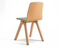 Chaise design en chêne tapissé bois teinte naturelle assise tissu chiné vert