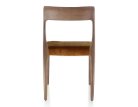 Chaise scandinave bois teinte marron foncé assise tissu velours bronze Chaise scandinave bois teinte marron foncé assise tissu velours bronze