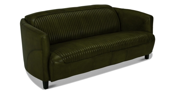 3 seater leather club sofa olive green