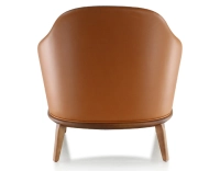 Fauteuil design cuir caramel et tissu brun Fauteuil design cuir caramel et tissu brun