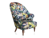 Toad armchair with armrests walnut-stained wooden legs and high-backed jungle fabric Toad armchair with armrests walnut-stained wooden legs and high-backed jungle fabric