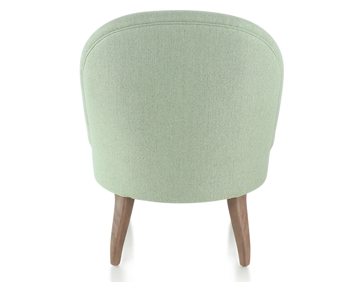 Fauteuil crapaud sans accoudoirs pieds bois teinte noyer et tissu vert sauge Fauteuil crapaud sans accoudoirs pieds bois teinte noyer et tissu vert sauge