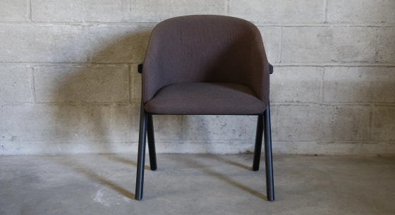 Oak chair design wood stained in xxxxx, seat upholstered in xxxxxx.