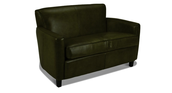 Canapé club cuir 2 places vert olive