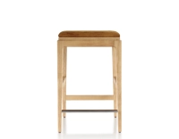 Taburete de bar de diseño H60 cm madera tinte natural asiento tejido terciopelo bronce