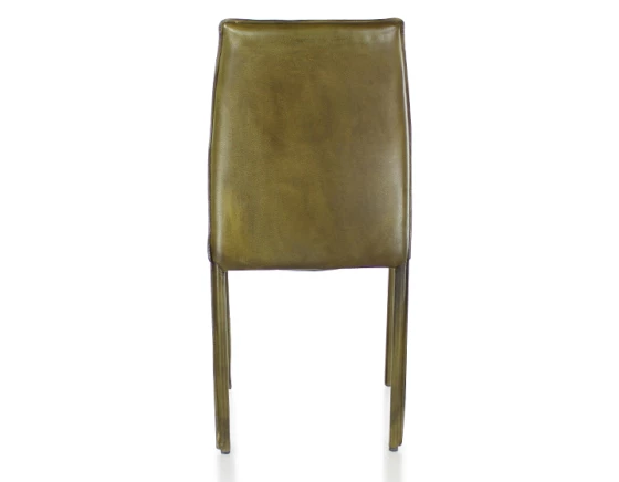 Chaise vintage cuir vert olive pieds cuir