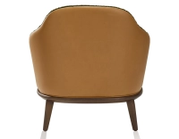 Fauteuil design cuir caramel et tissu bouclé vert Fauteuil design cuir caramel et tissu bouclé vert