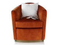 Fauteuil club tissu tissu velours terracotta socle bois effet laiton Fauteuil club tissu tissu velours terracotta socle bois effet laiton
