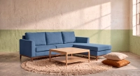 4 seater right hand corner sofa with chaise longue denim fabric (2G - MD)