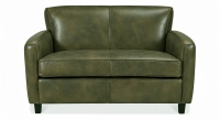 2 seater leather club sofa olive green