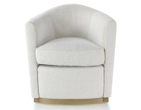 Fauteuil club tissu tissu bouclé blanc socle bois effet laiton Fauteuil club tissu tissu bouclé blanc socle bois effet laiton