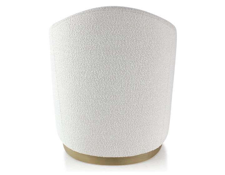 Club armchair fabric white bouclé fabric, brass-effect wooden base Club armchair fabric white bouclé fabric, brass-effect wooden base