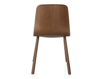 Chaise design en chêne tapissé bois teinte marron foncé assise tissu bordeaux Chaise design en chêne tapissé bois teinte marron foncé assise tissu bordeaux