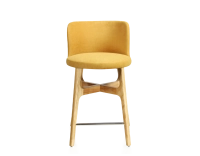 Tabouret de bar h60 cm bois teinte naturelle assise tissu jaune Tabouret de bar h60 cm bois teinte naturelle assise tissu jaune