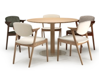 Chaise scandinave bois teinte naturelle assise tissu blanc cassé Chaise scandinave bois teinte naturelle assise tissu blanc cassé