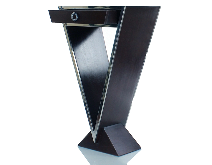 Console art déco simple tiroir bois teinte noire laquée Console art déco simple tiroir bois teinte noire laquée