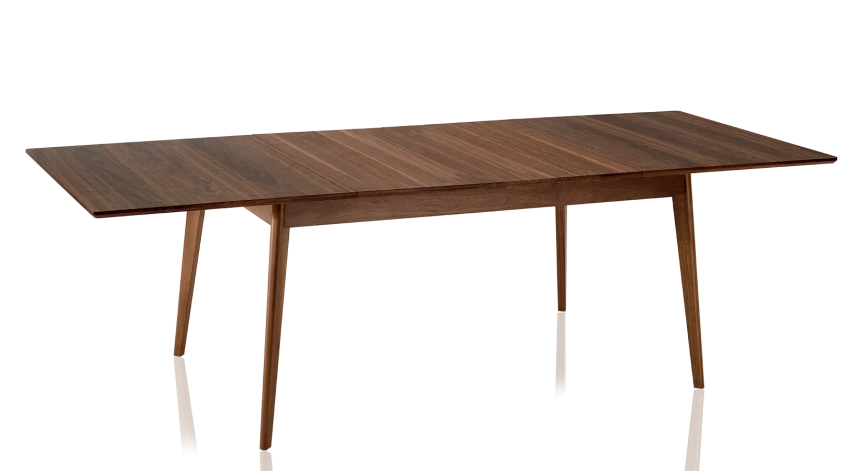Table extensible en noyer avec plateau et allonges bois teinte naturelle 140x100 cm