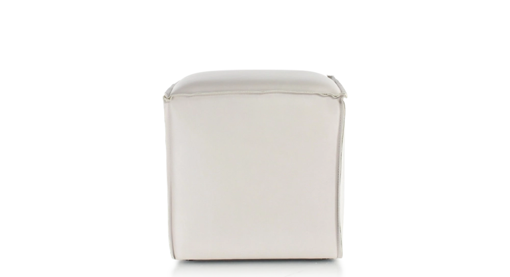 Pouf cuir de vachette gris perle