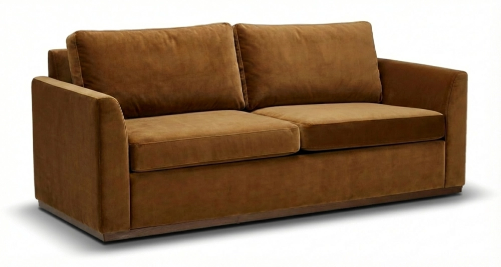 Canapé convertible 3 places tissu velours bronze